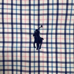 Ralph Lauren Tattersall Check Button Down Shirt Men Large Short Sleeve Blue Pink